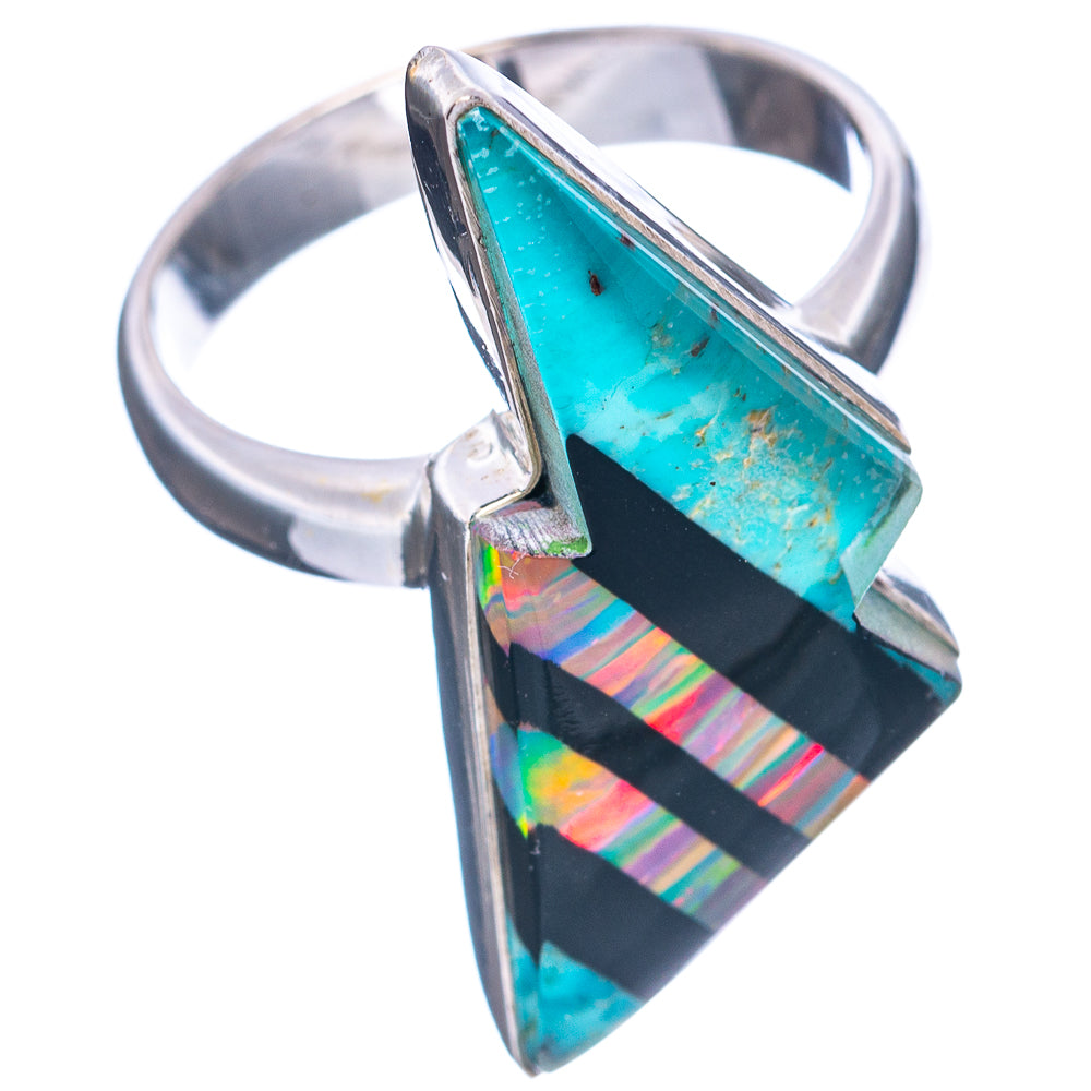 Premium Aura Opal Bolt Ring Size 7.75 (.925 Sterling Silver)