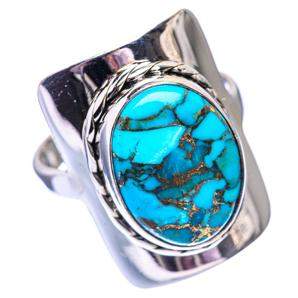 Blue Copper Composite Turquoise Ring Size 9.5 (925 Sterling Silver) R140551