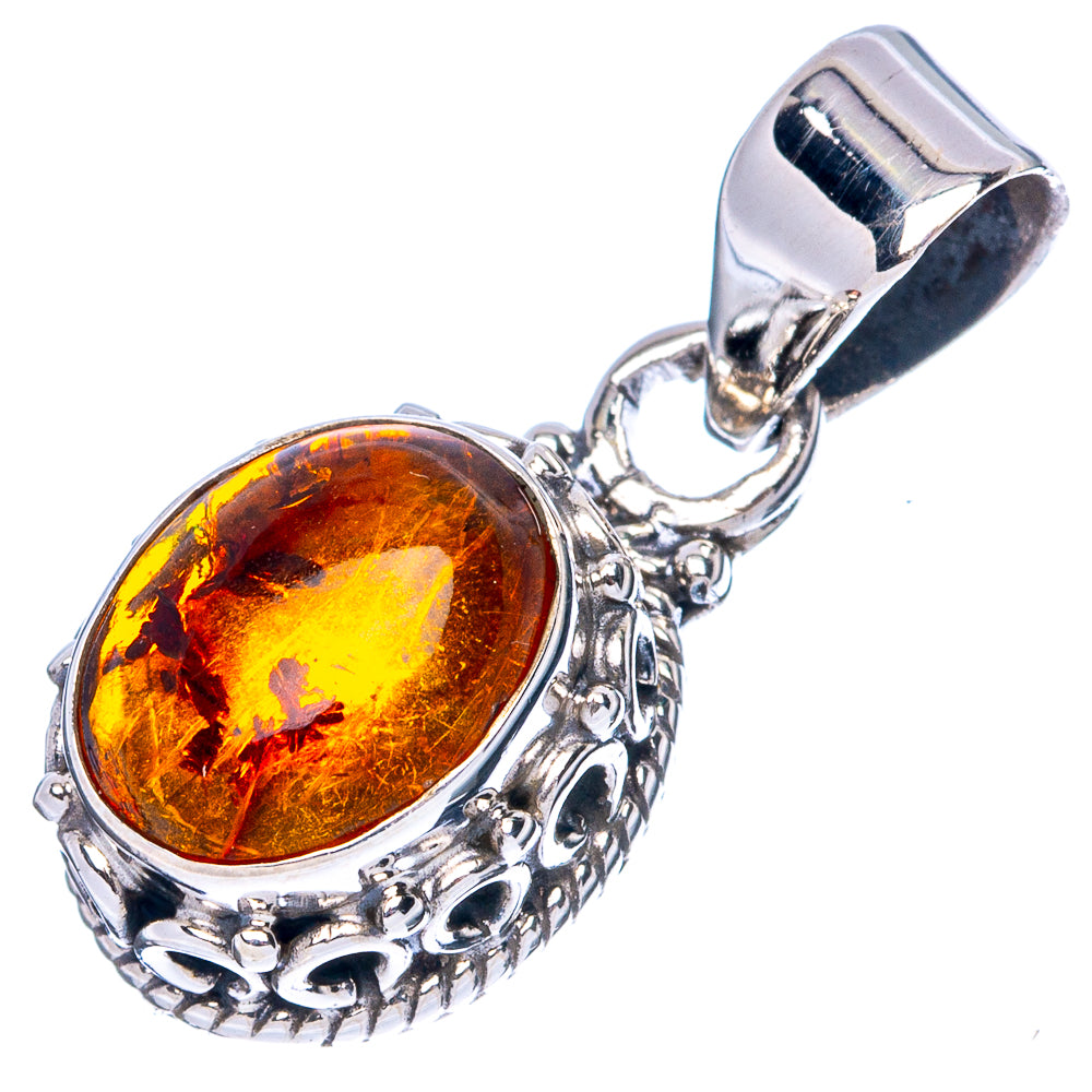 Amber Pendant 7/8" (925 Sterling Silver) P42720