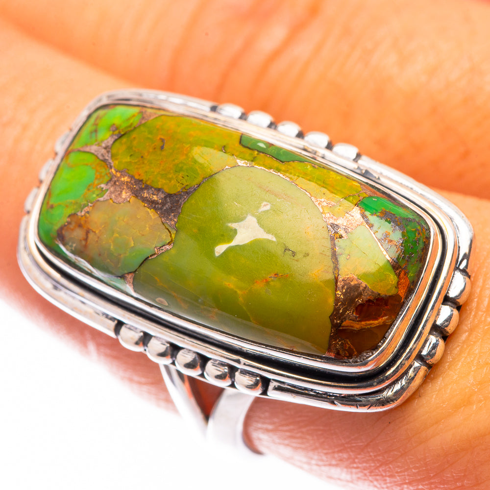 Large Green Copper Composite Turquoise Ring Size 8.5 (925 Sterling Silver) R141228