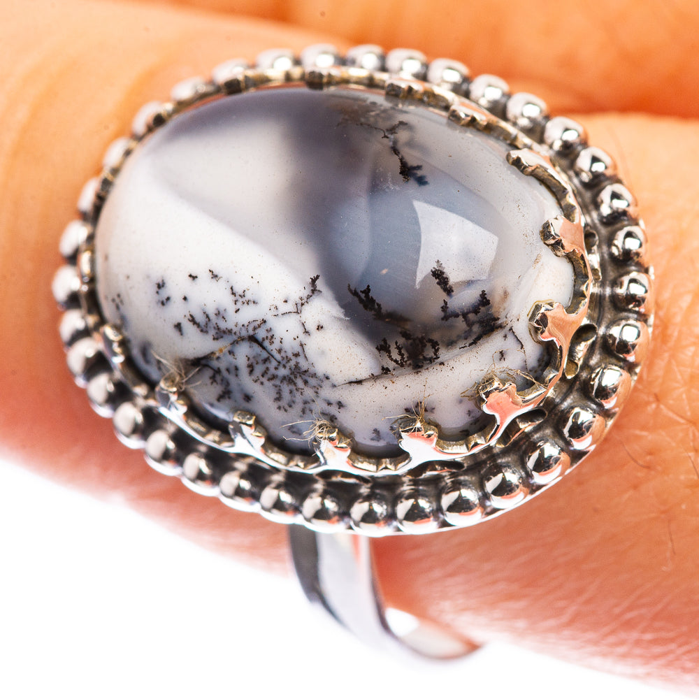 Dendritic Opal 925 Sterling Silver Ring Size 9.25