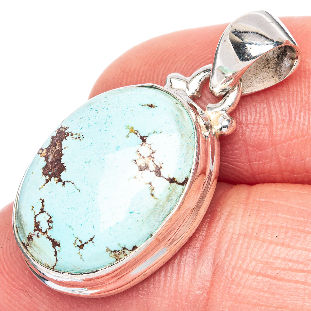 Rare Golden Hills Turquoise 925 Sterling Silver Pendant 1 1/8" (925 Sterling Silver) P41933