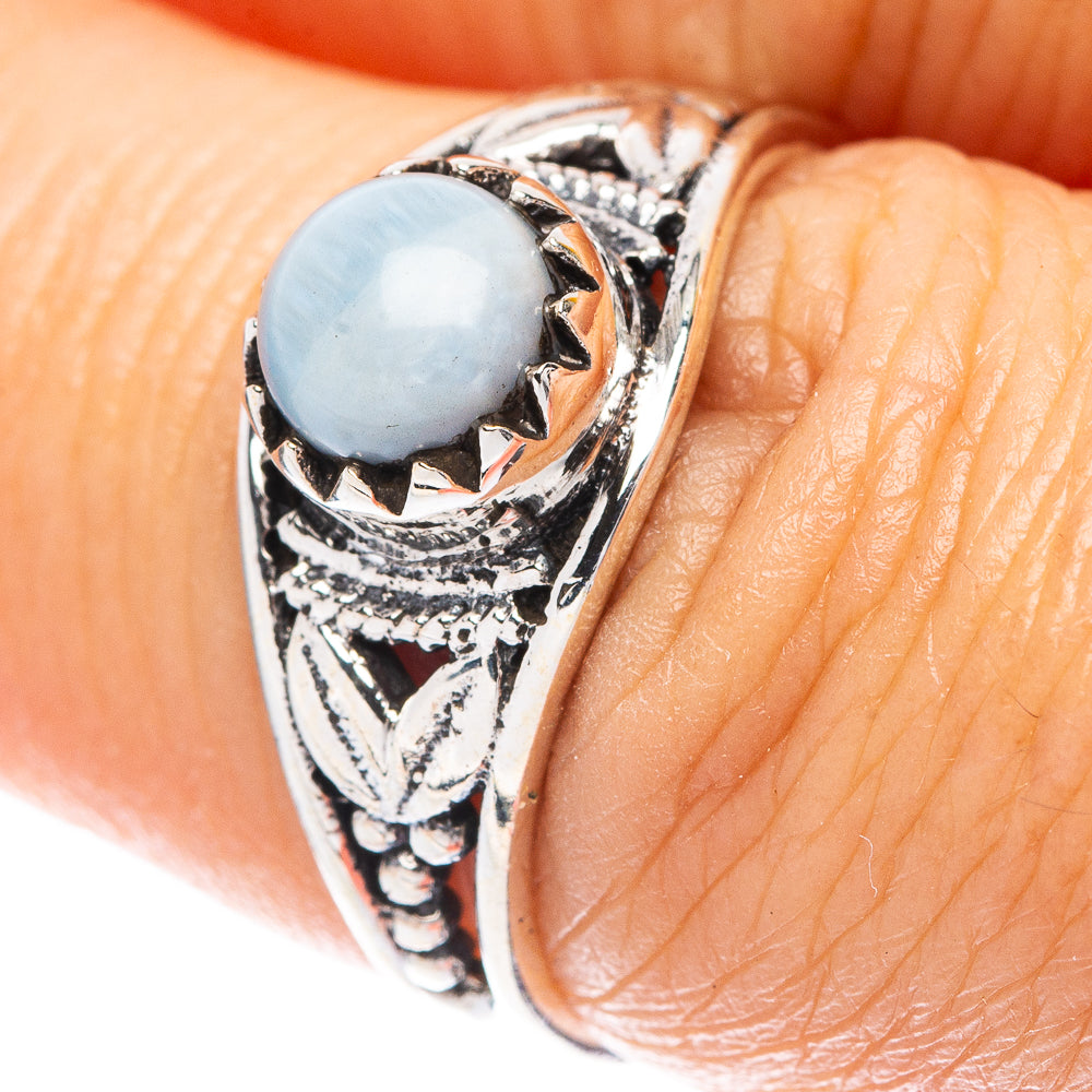 Blue Lace Agate Dainty Ring Size 6.75 (925 Sterling Silver) R5917
