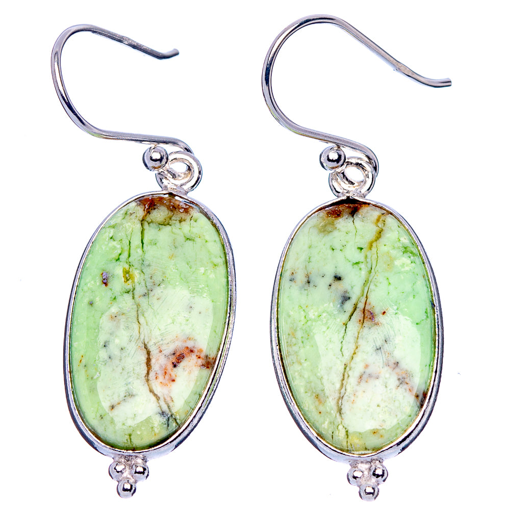 Lemon Chrysoprase Earrings 1 1/2" (925 Sterling Silver) E1749