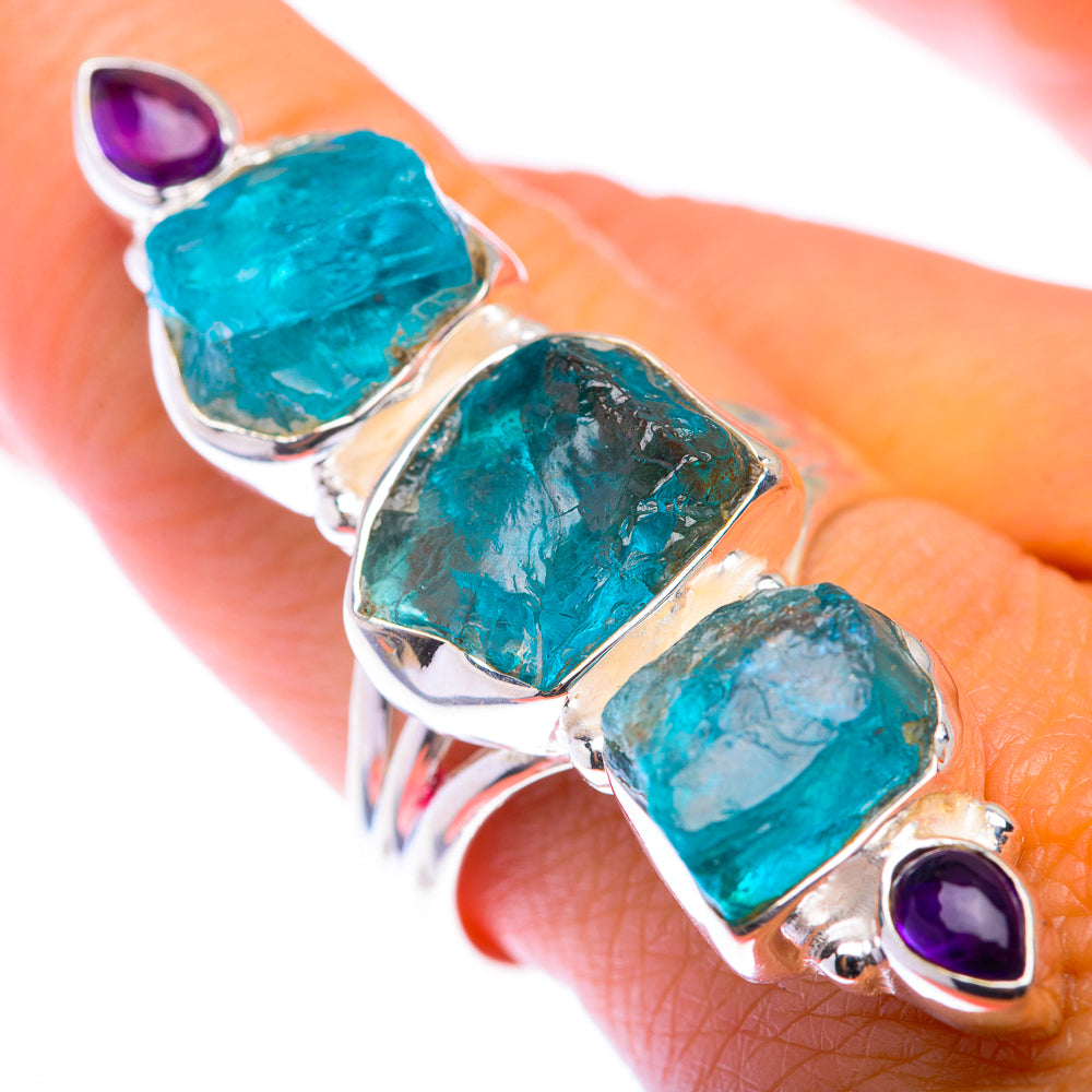 Large Blue Fluorite, Amethyst Ring Size 9.25 (925 Sterling Silver) RING139980