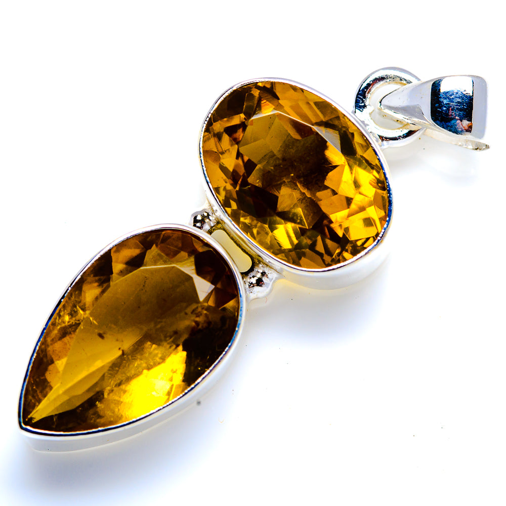 Faceted Citrine 925 Sterling Silver Pendant 1 3/4" (925 Sterling Silver) PD38305