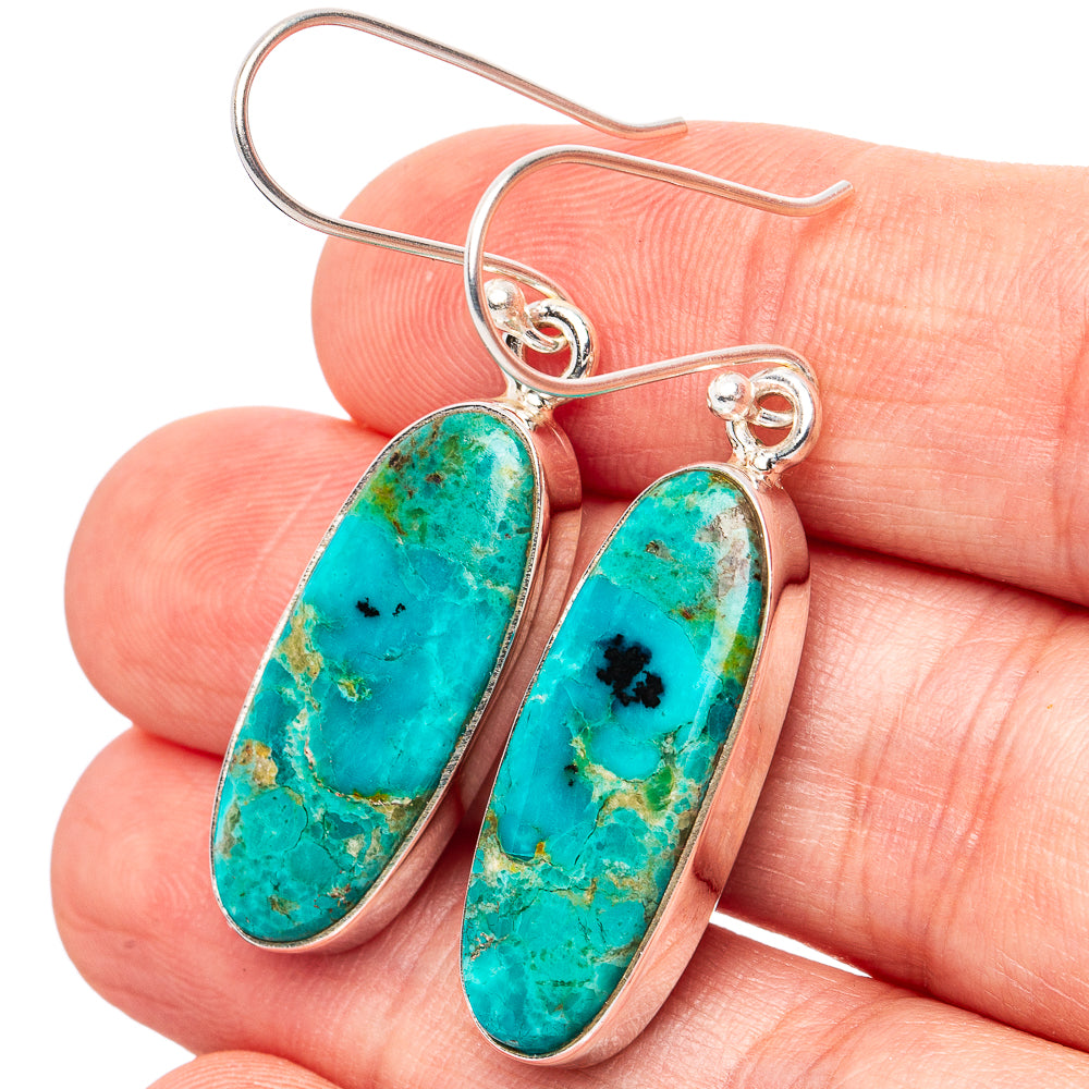 Arizona Turquoise Earrings 1 3/4" (.925 Sterling Silver)