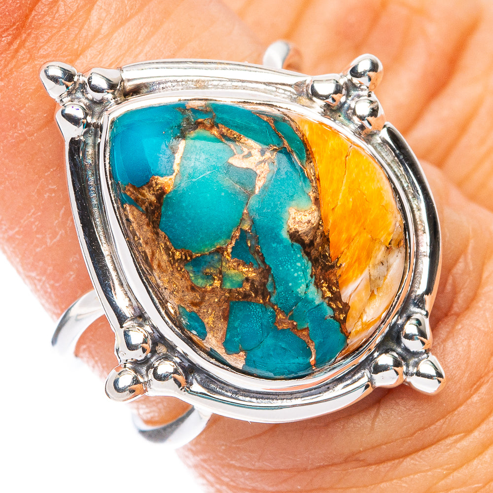 Premium  Spiny Oyster Turquoise Ring Size 6 (925 Sterling Silver) RING7693