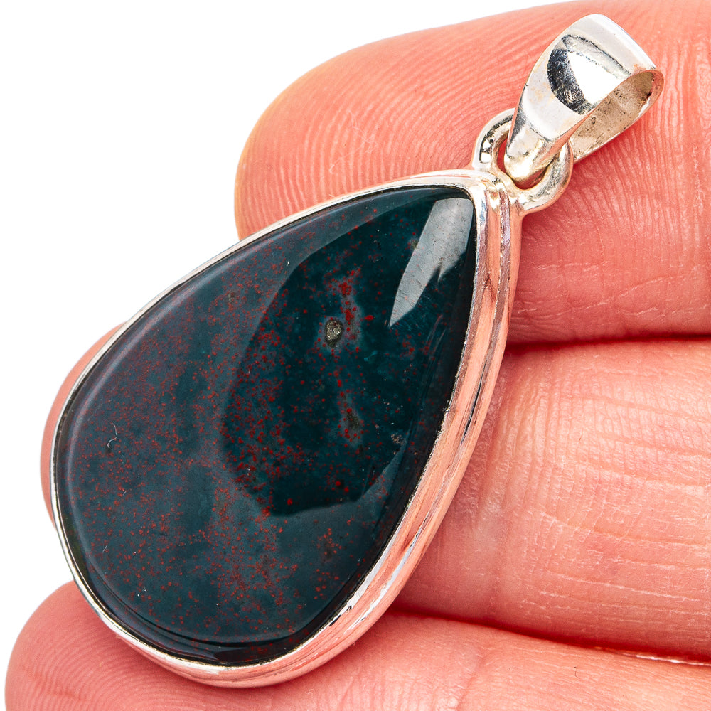 Bloodstone Pendant 1 1/2" (.925 Sterling Silver)
