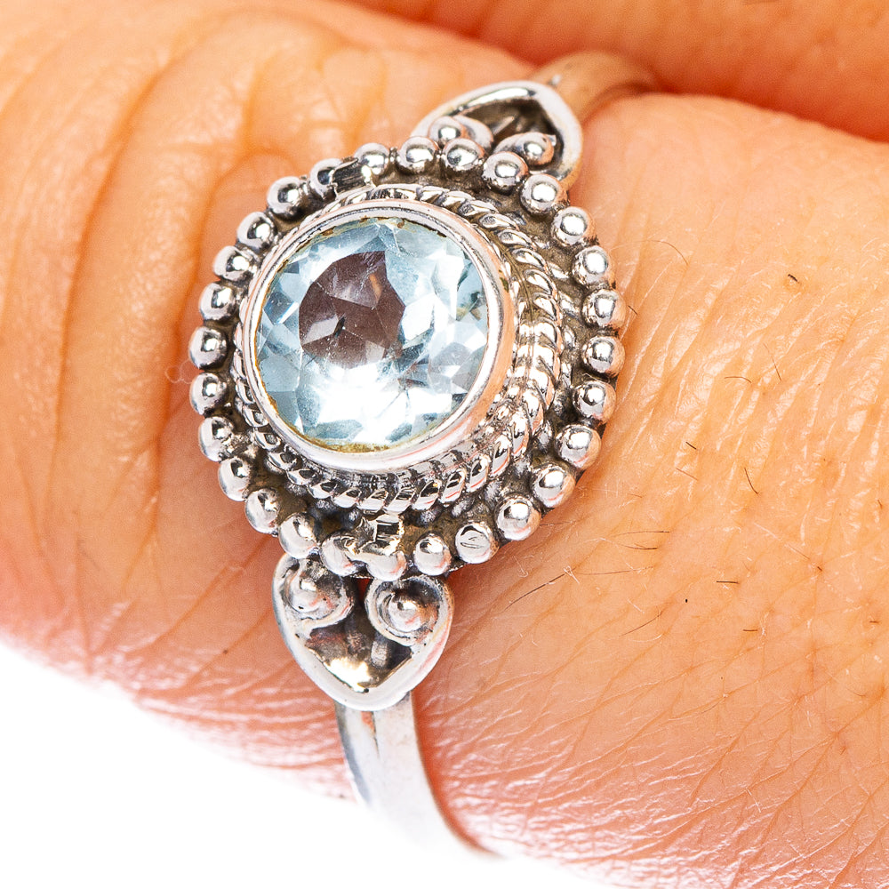 Blue Topaz Dainty Ring Size 8.5 (925 Sterling Silver) R1005