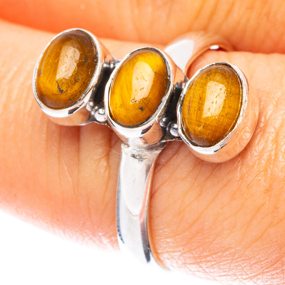 Tiger Eye Dainty Ring Size 8 (925 Sterling Silver) R5287