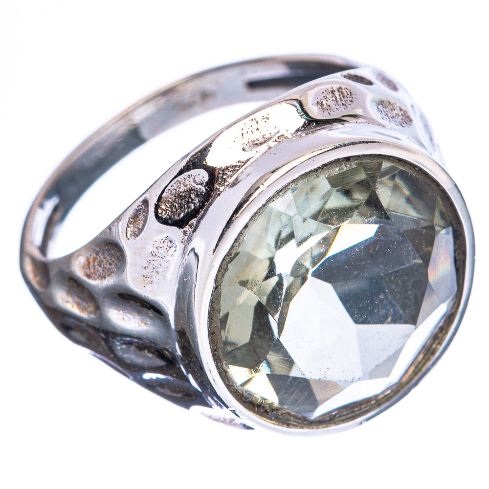 Faceted Green Amethyst Ring Size 6.25 (925 Sterling Silver) R3218