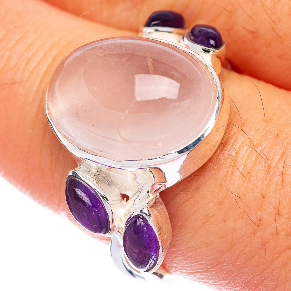 Rose Quartz, Amethyst Ring Size 9.25 (925 Sterling Silver) R144696