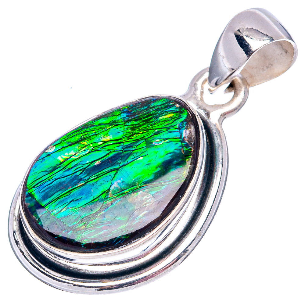 Premium Canadian Ammolite Pendant 1 1/4" (.925 Sterling Silver)
