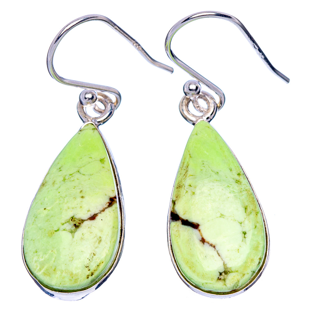 Lemon Chrysoprase Earrings 1 3/8" (925 Sterling Silver) E1803