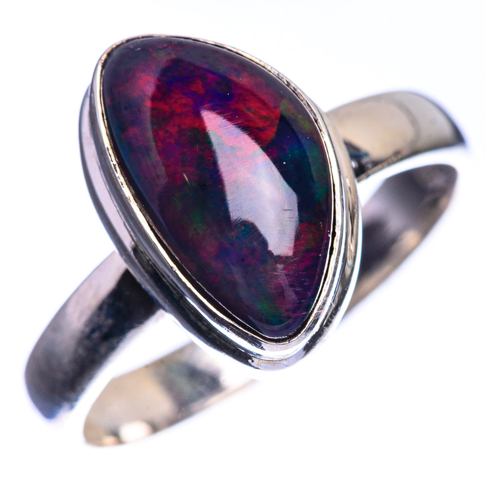 Black Opal 925 Sterling Silver Ring Size 9.75