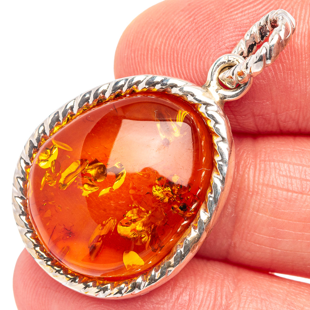 Baltic Amber Pendant 1 1/2" (.925 Sterling Silver)