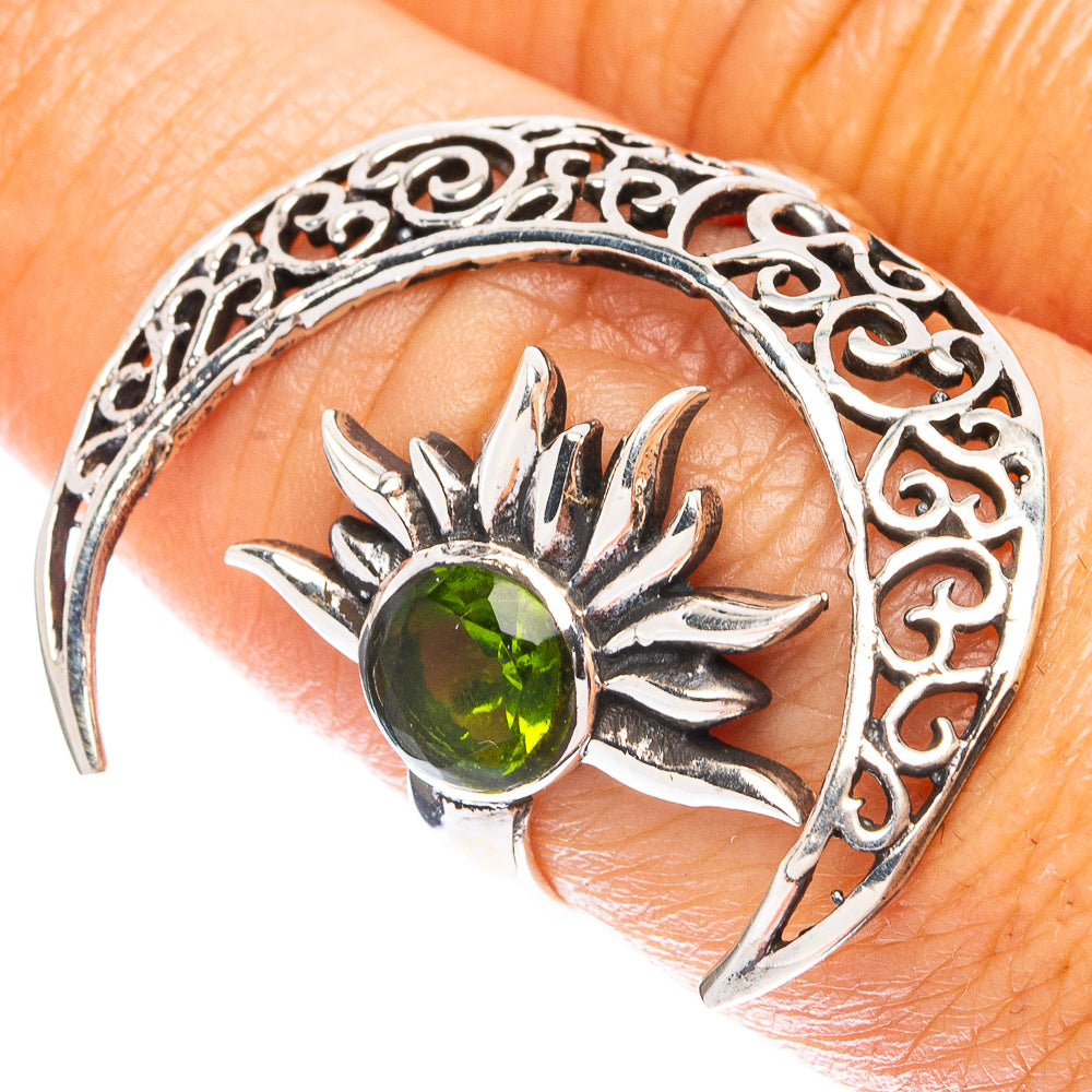Peridot Moon Sun Dainty Ring Size 7 Adjustable (925 Sterling Silver) R5246