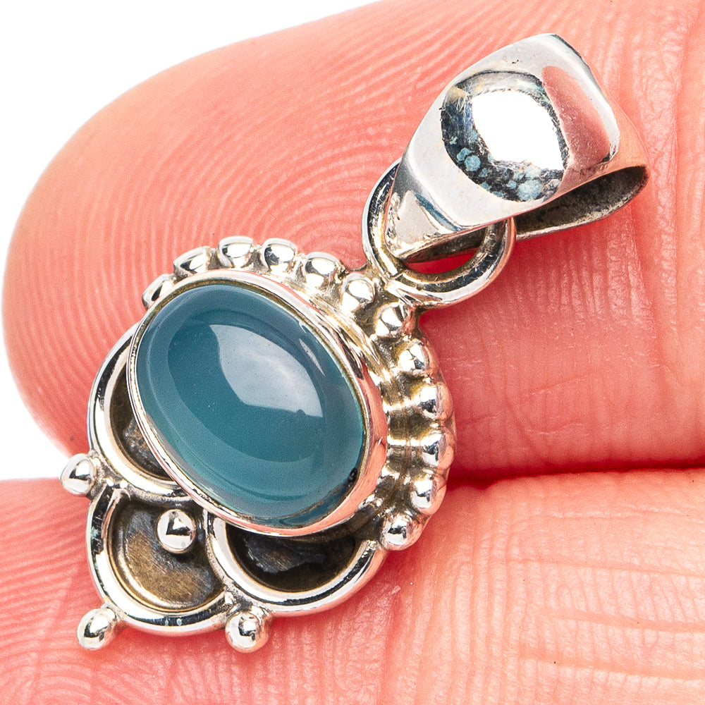 Aqua Chalcedony Pendant 1" (925 Sterling Silver) P45442