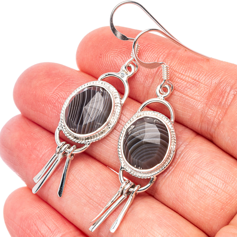 Premium Botswana Agate 925 Sterling Silver Earrings 2" Ana Co E1331