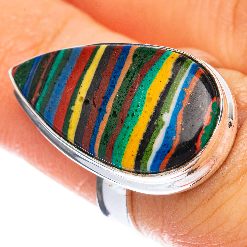 Rainbow Calsilica Ring Size 6.25 (925 Sterling Silver) R1985