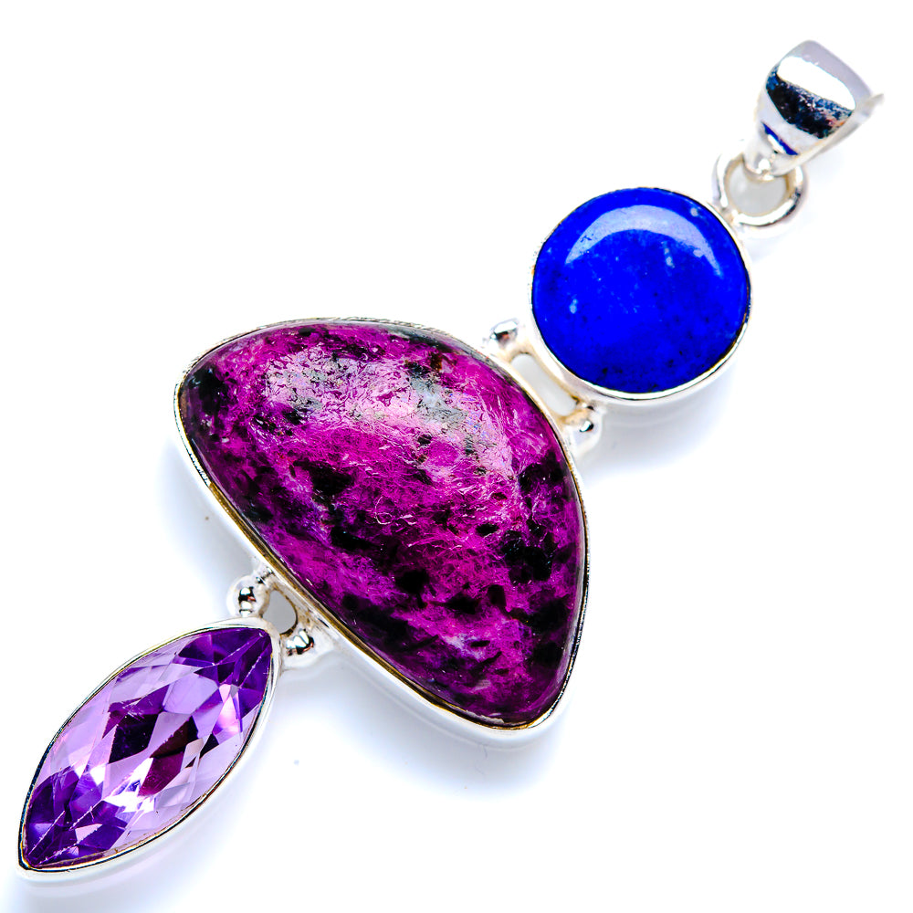 Russian Eudialyte, Amethyst, Lapis Lazuli 925 Sterling Silver Pendant 2 1/4" (925 Sterling Silver) PD38304