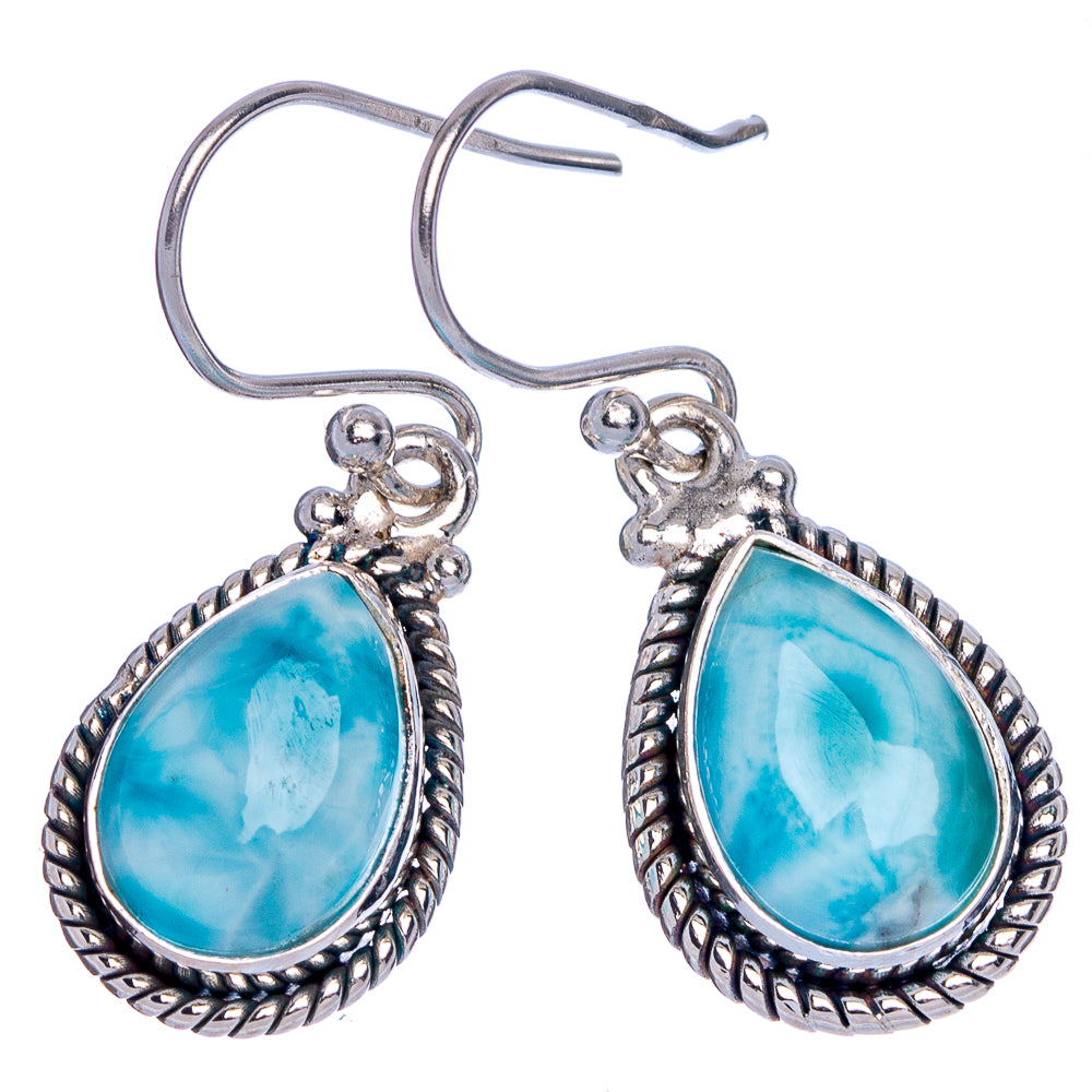 Rare Larimar Earrings 1 1/4" (925 Sterling Silver) E433265