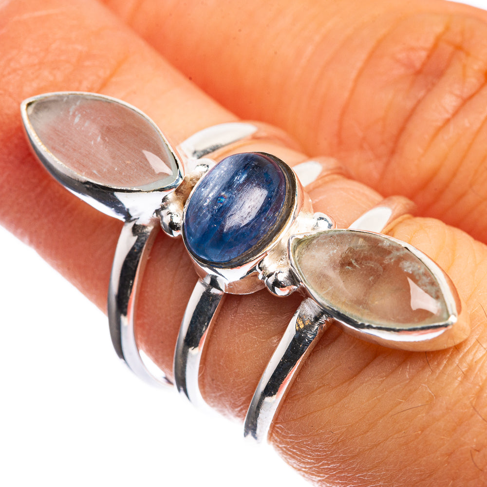 Kyanite, Rainbow Moonstone 925 Sterling Silver Ring Size 6.5