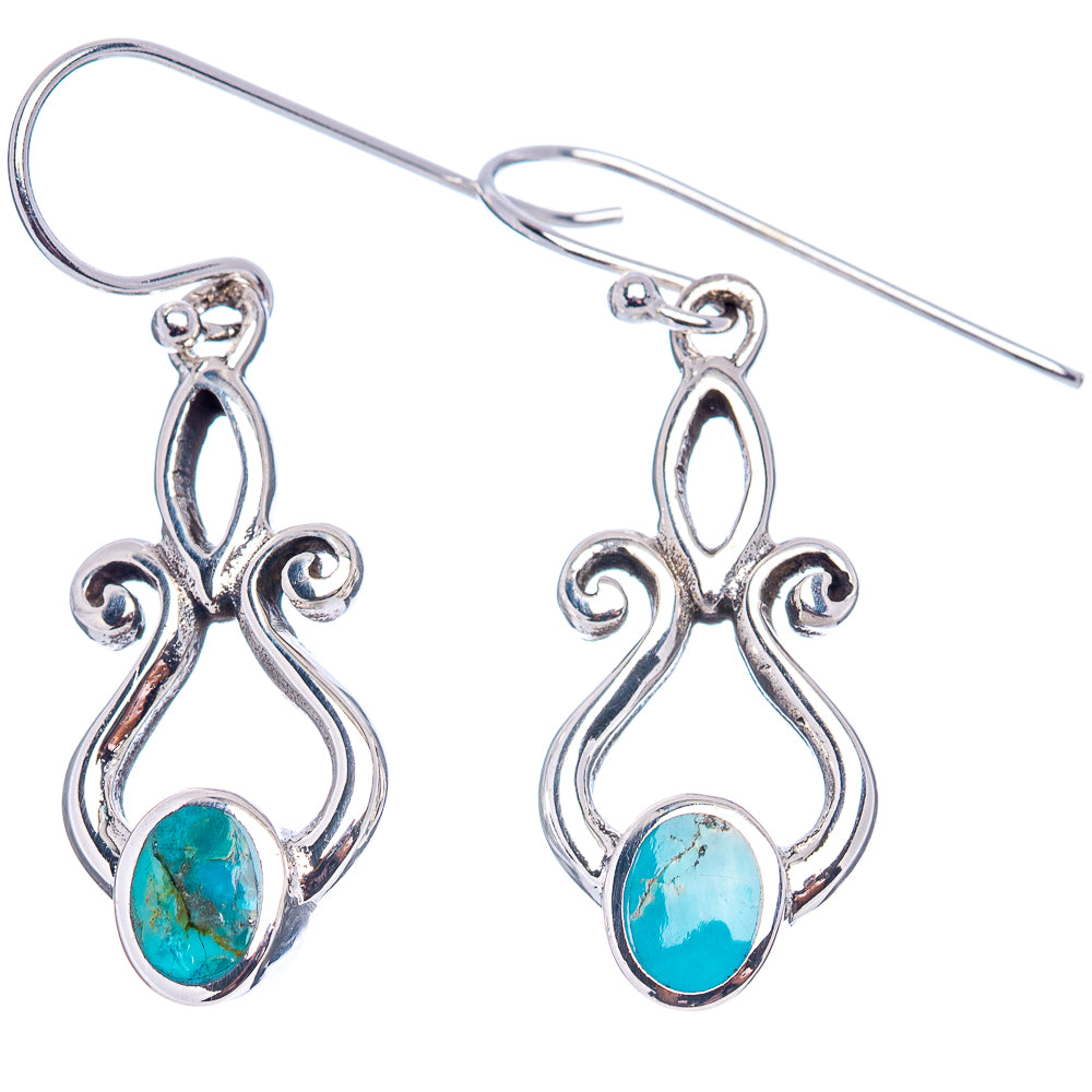 Native Style Mohave Turquoise Earrings 1 3/8" (.925 Sterling Silver)