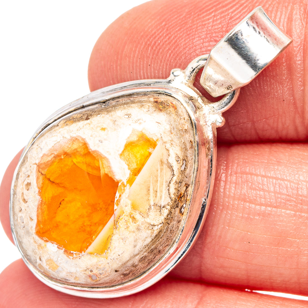 Mexican Fire Opal Pendant 1 3/8" (.925 Sterling Silver)