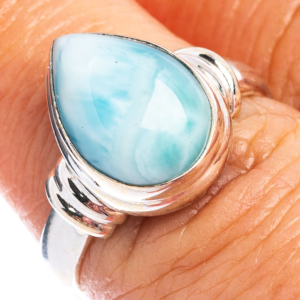 Rare Larimar Ring Size 6.75 (.925 Sterling Silver)