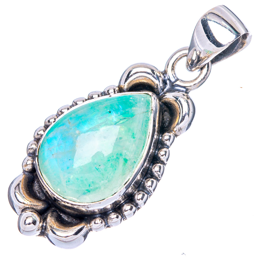 Green Moonstone Pendant 1 1/4" (925 Sterling Silver) P42394