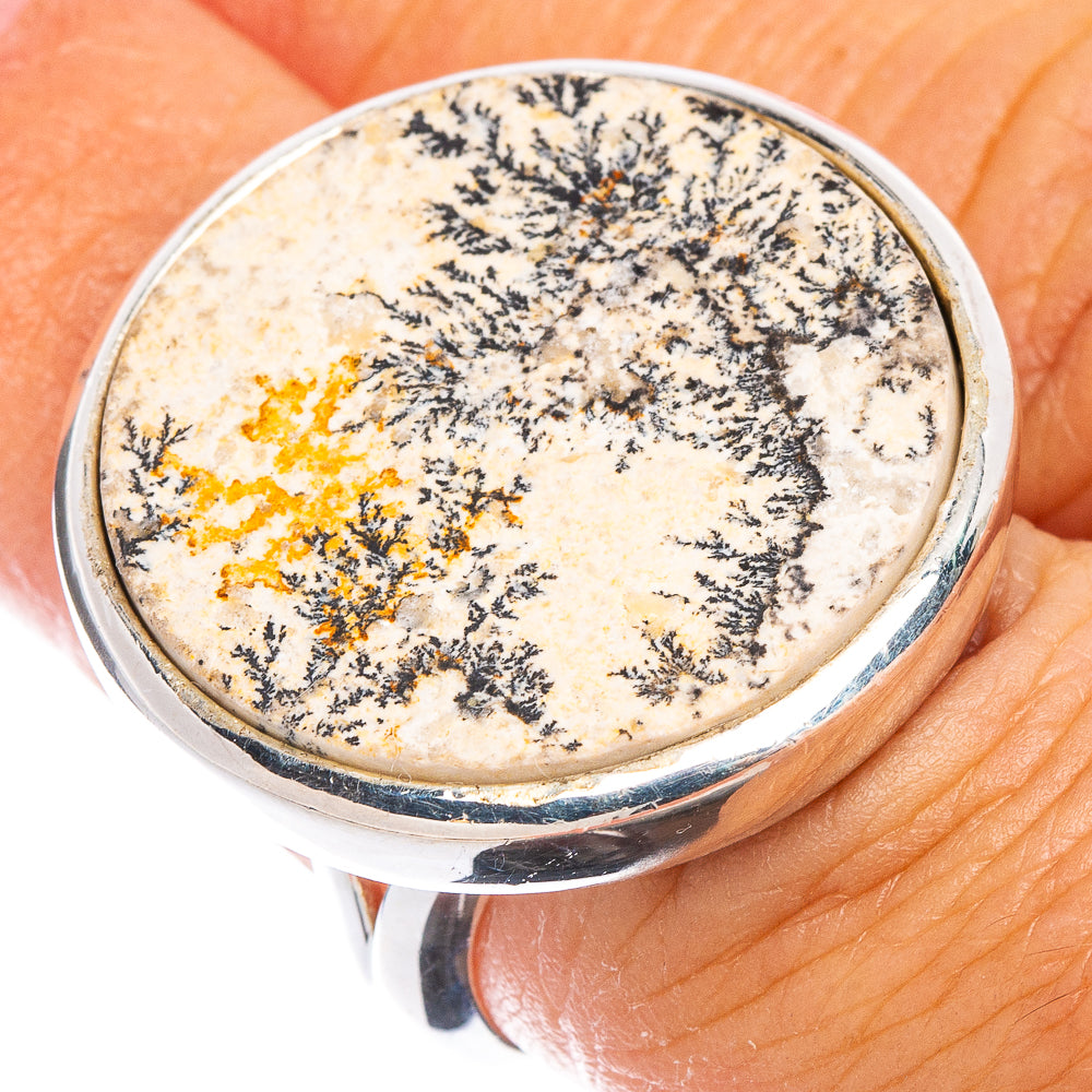 Large Germany Psilomelane Dendrite Ring Size 6 (925 Sterling Silver) R7045