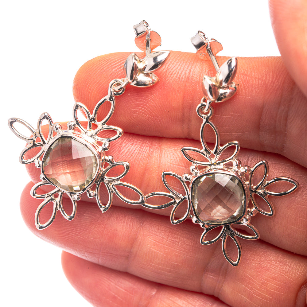 Premium Green Amethyst Earrings 1 5/8" (925 Sterling Silver) E432346