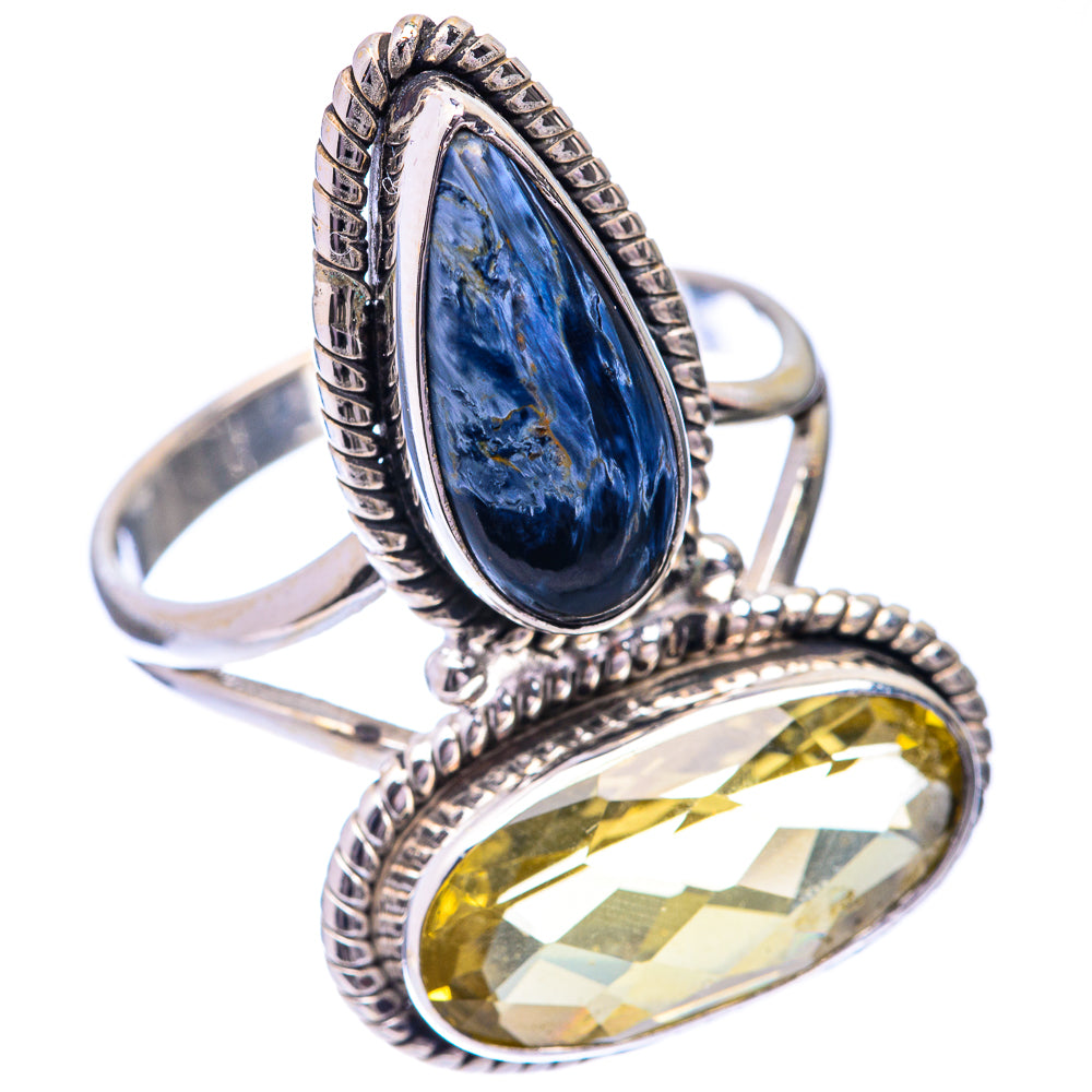 Large Lemon Quartz, Pietersite Ring Size 11.75 (925 Sterling Silver) R140862