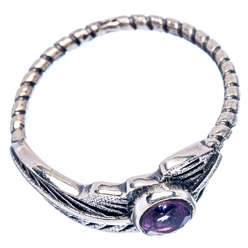 Amethyst Feather Dainty Ring Size 6 (.925 Sterling Silver)