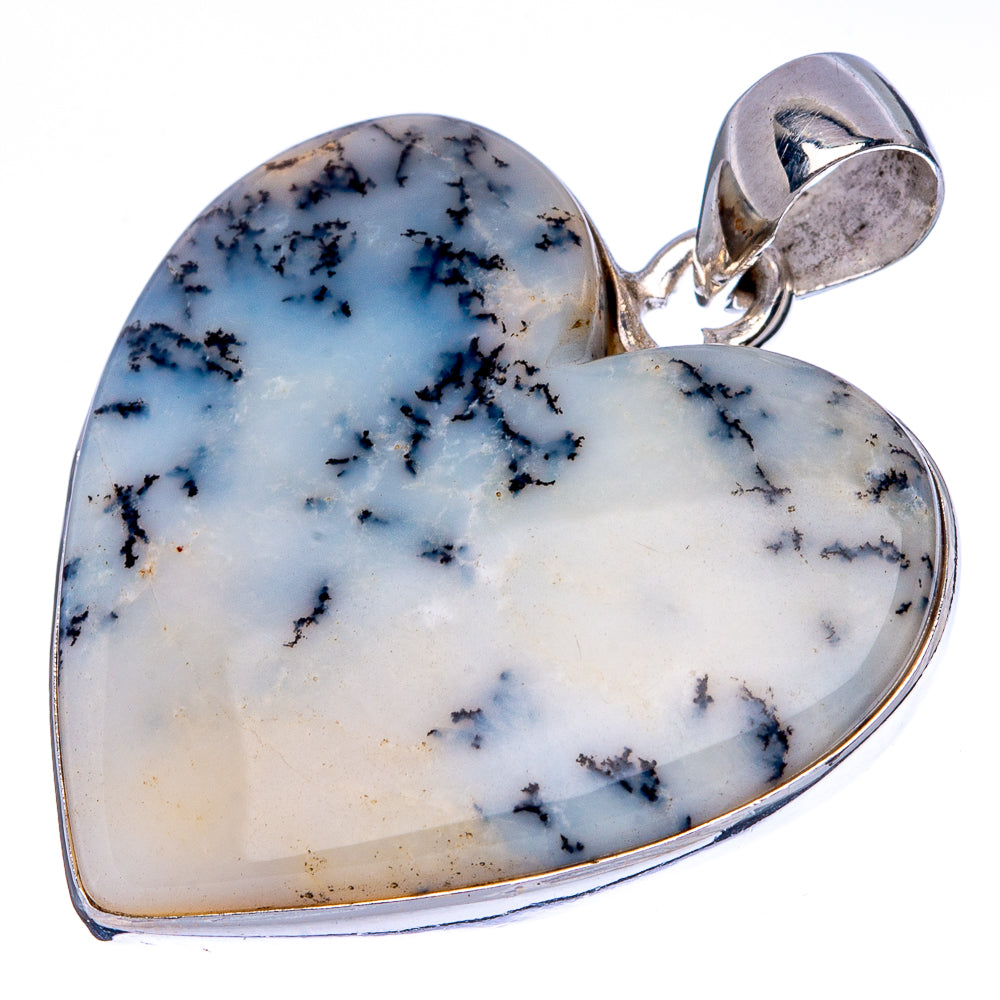 Dendritic Agate Heart Pendant 1 3/8" (925 Sterling Silver) P42874