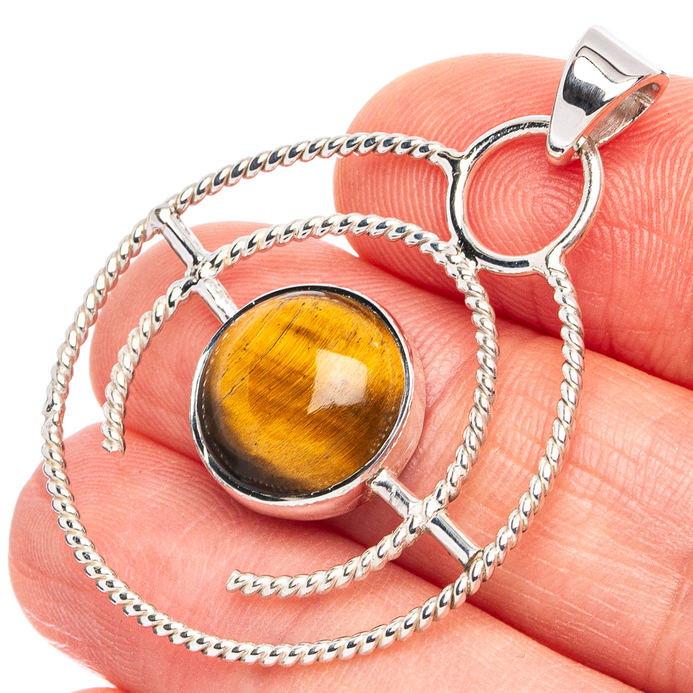 Premium Tiger Eye Pendant 1 1/2" (925 Sterling Silver) P45069