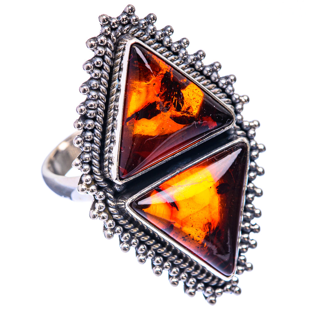 Large Baltic Amber Ring Size 7.75 (925 Sterling Silver) R141616
