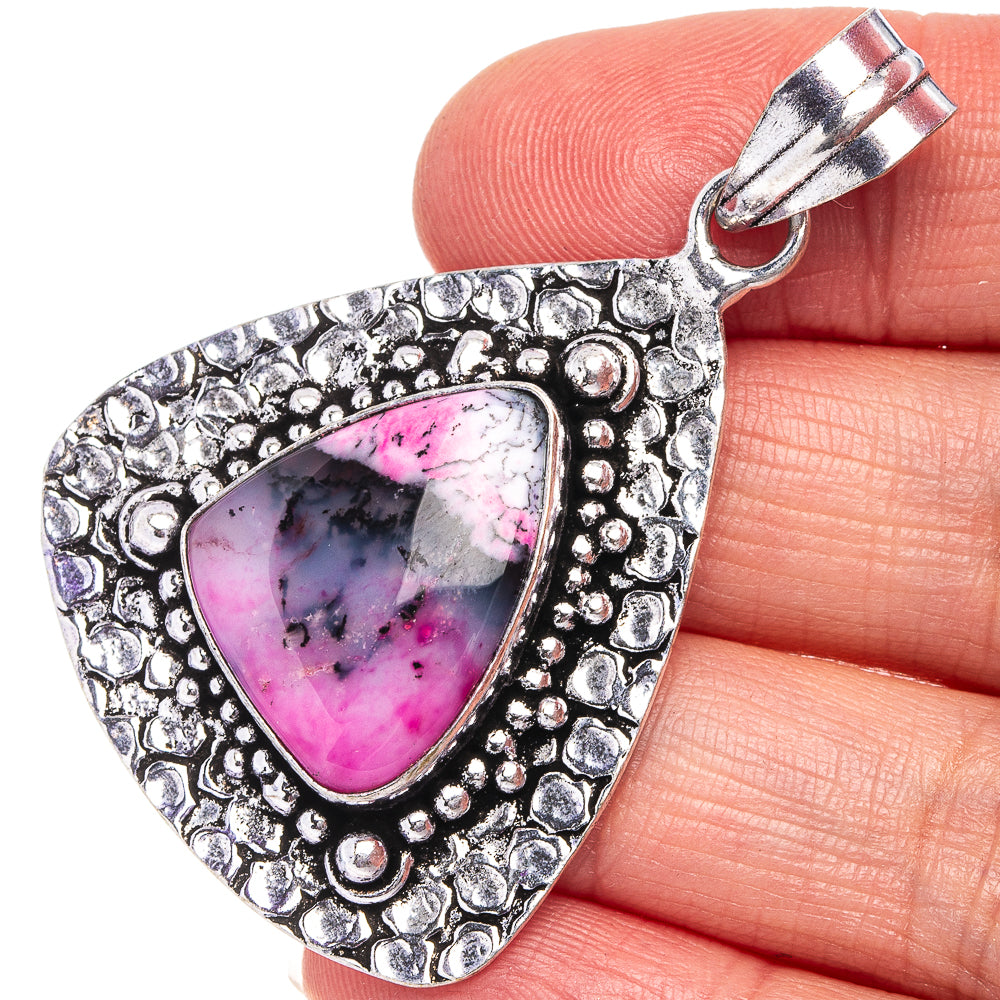 Pink Dendritic Opal Pendant 2" (German Silver)