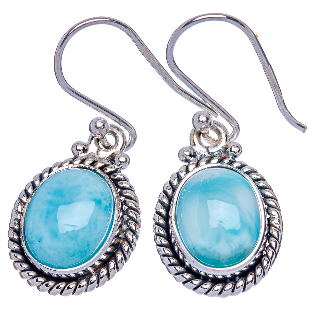 Rare Larimar Earrings 1 1/4" (925 Sterling Silver) E433314