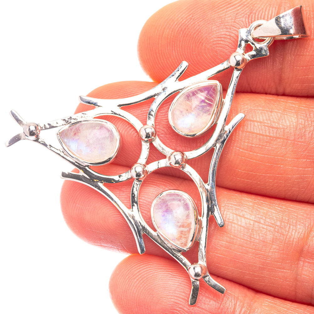 Premium Rainbow Moonstone Pendant 1 3/4" (925 Sterling Silver) P38793