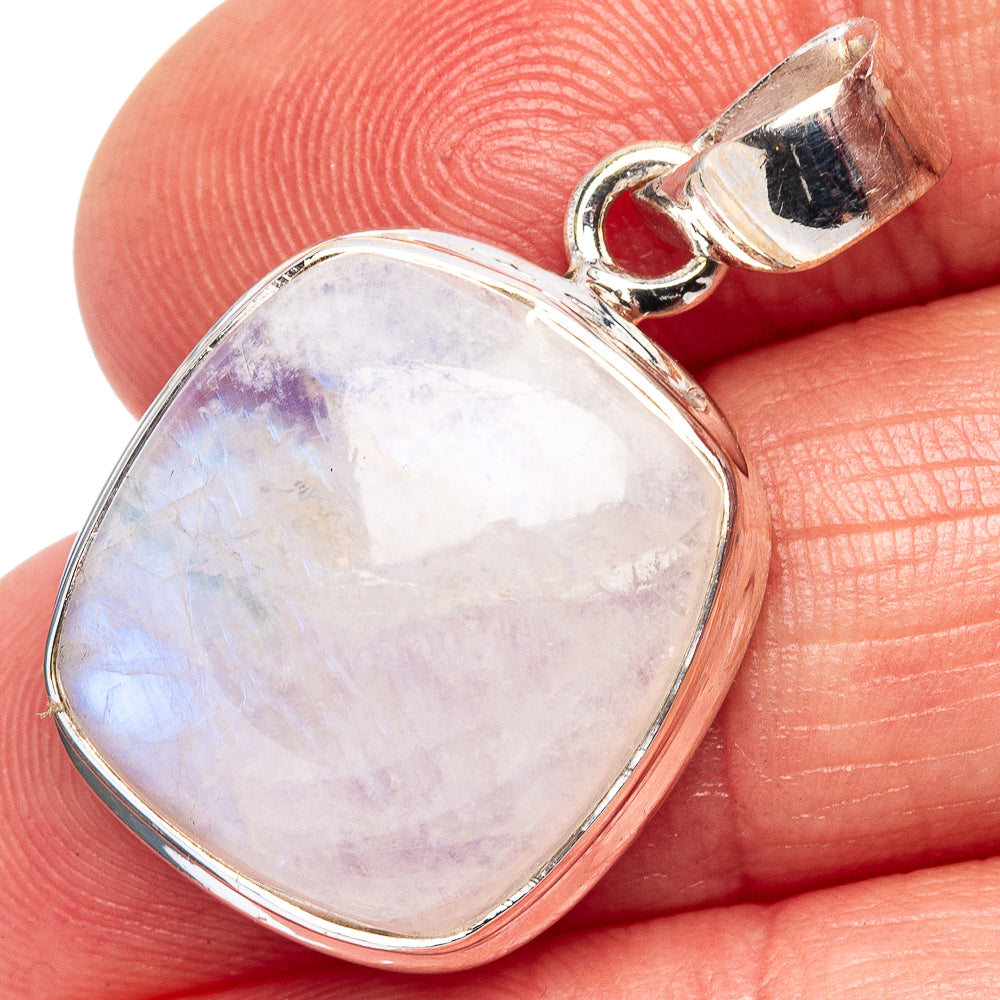 Rainbow Moonstone Pendant 1 1/8" (.925 Sterling Silver)
