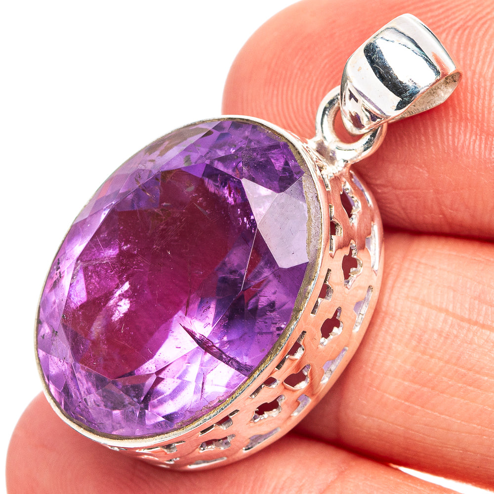 Premium Faceted Amethyst Pendant 1 1/4" (.925 Sterling Silver)