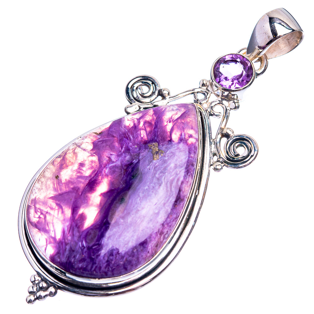 Charoite, Amethyst Pendant 2 3/8" (925 Sterling Silver) P38981
