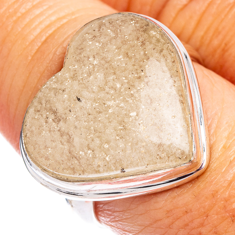 White Quartz Heart Ring Size 8 (.925 Sterling Silver)