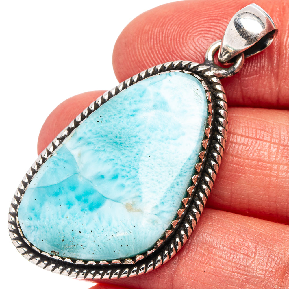 Rare Larimar Pendant 1 3/4" (.925 Sterling Silver)