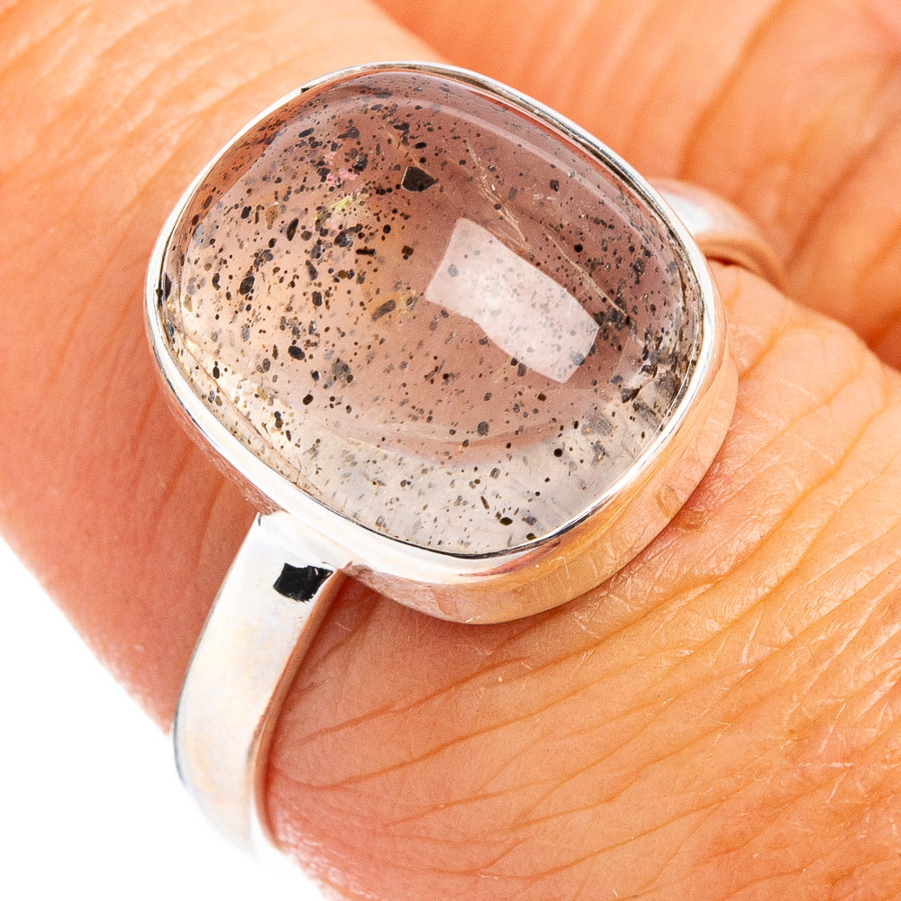 Black Dot Rutilated Quartz Ring Size 7.75 (.925 Sterling Silver)