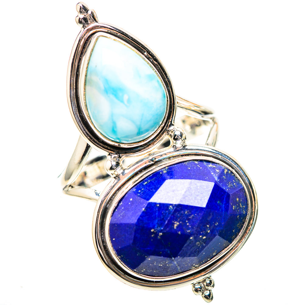 Large Lapis Lazuli, Larimar Ring Size 10.75 (925 Sterling Silver) RING139116