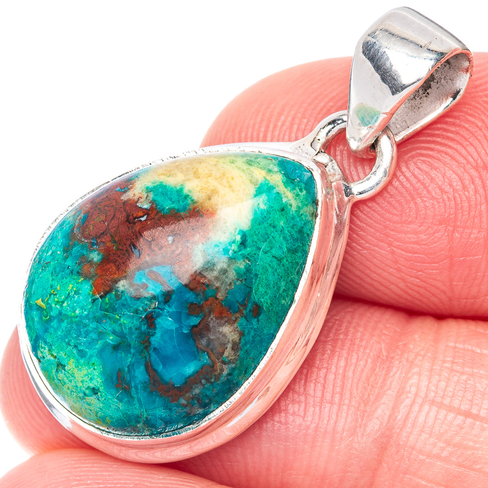 Shattuckite Chrysocolla Pendant 1 1/4" (925 Sterling Silver) P40878